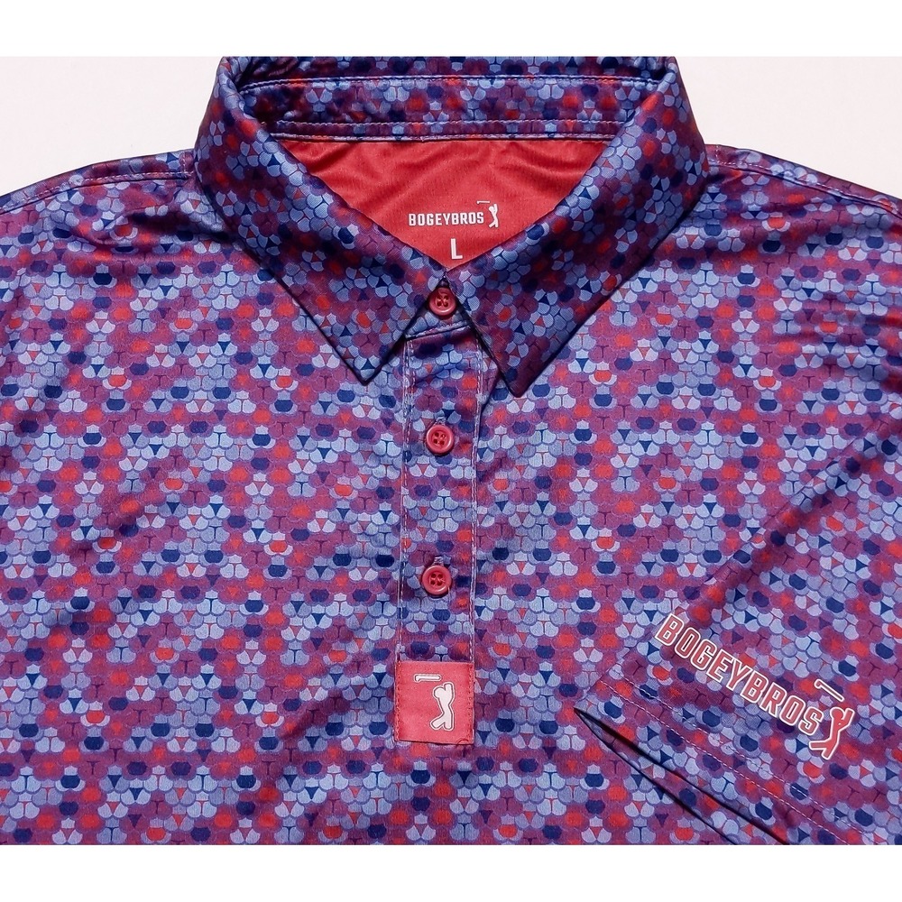 BOGEY BROS Golf Polo Shirt Large L Whale Tail Thong Print Pink Blue All Over